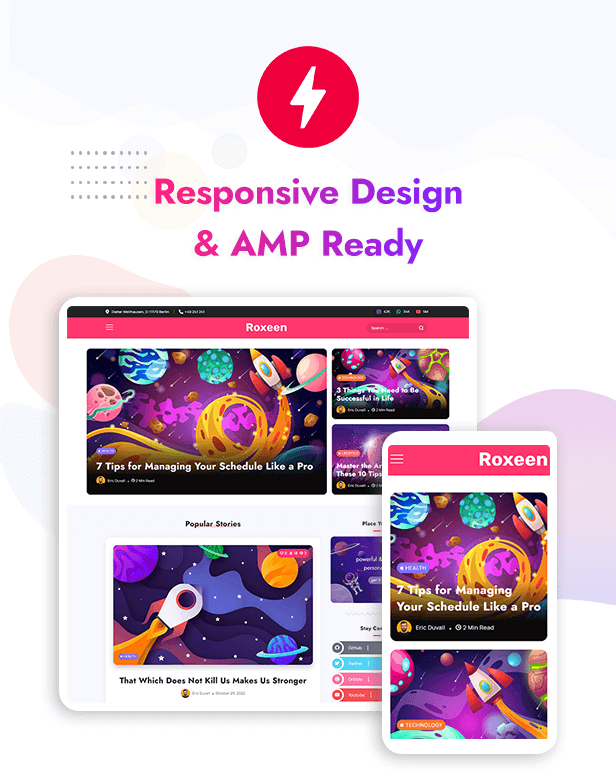 Bright responsive design and AMP ready.