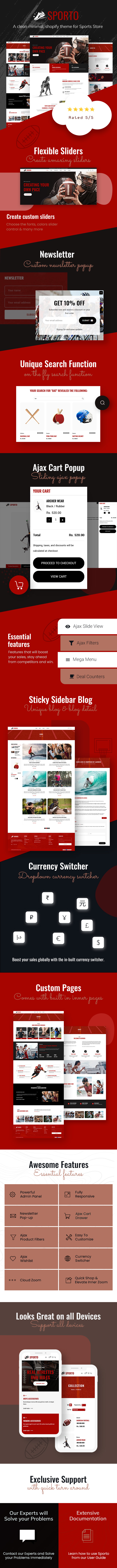 A lot of different pages of sporto fitness clothing shopify theme.