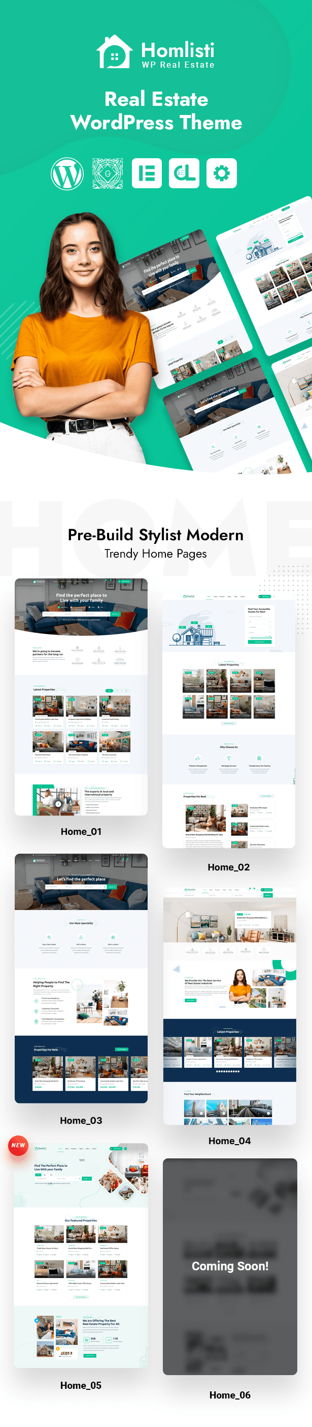 Light template with a green home page.