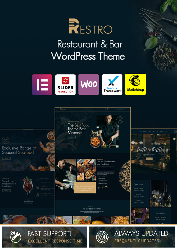Restaurant and bar WordPress theme.
