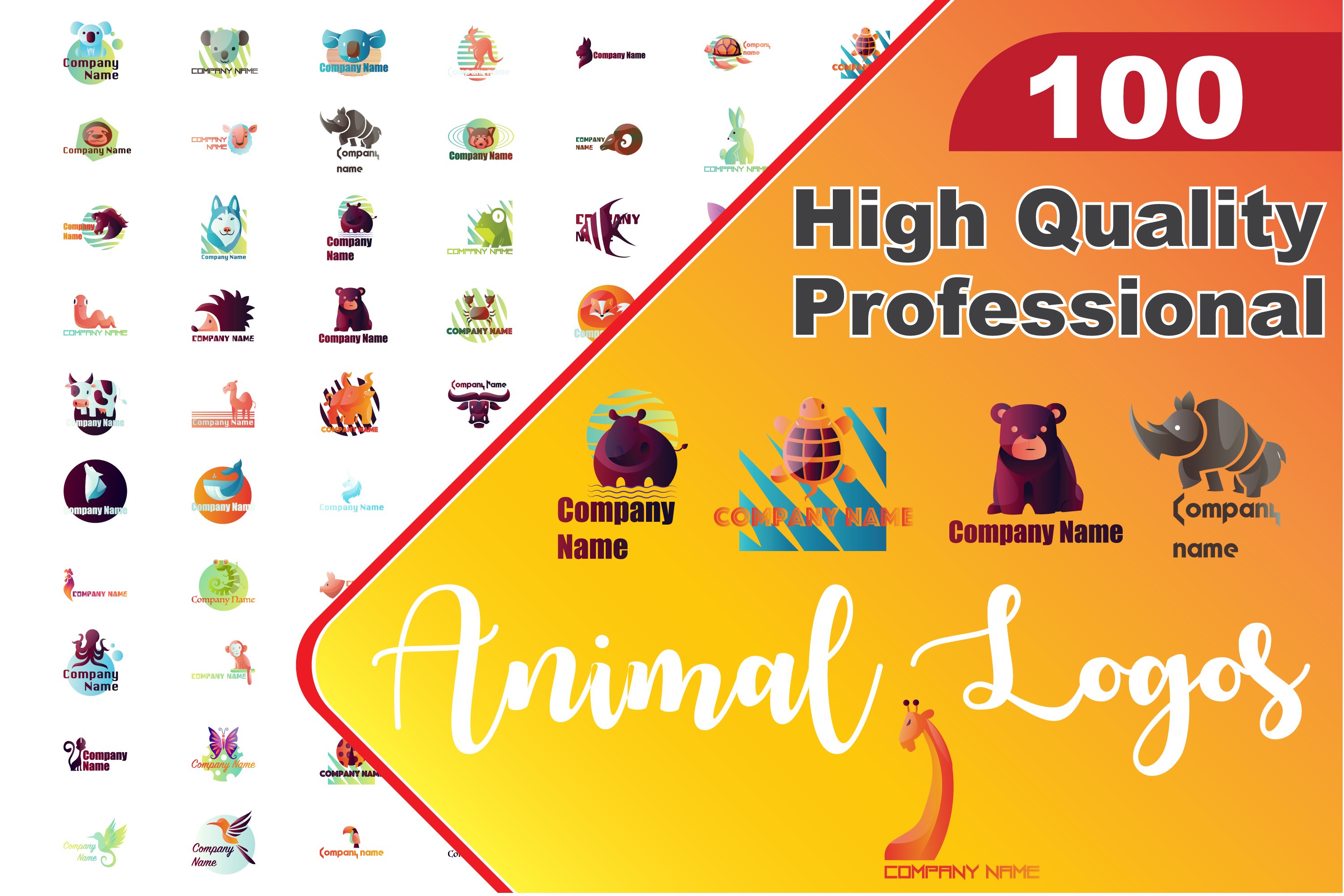 100X Animal Logo Illustrations.