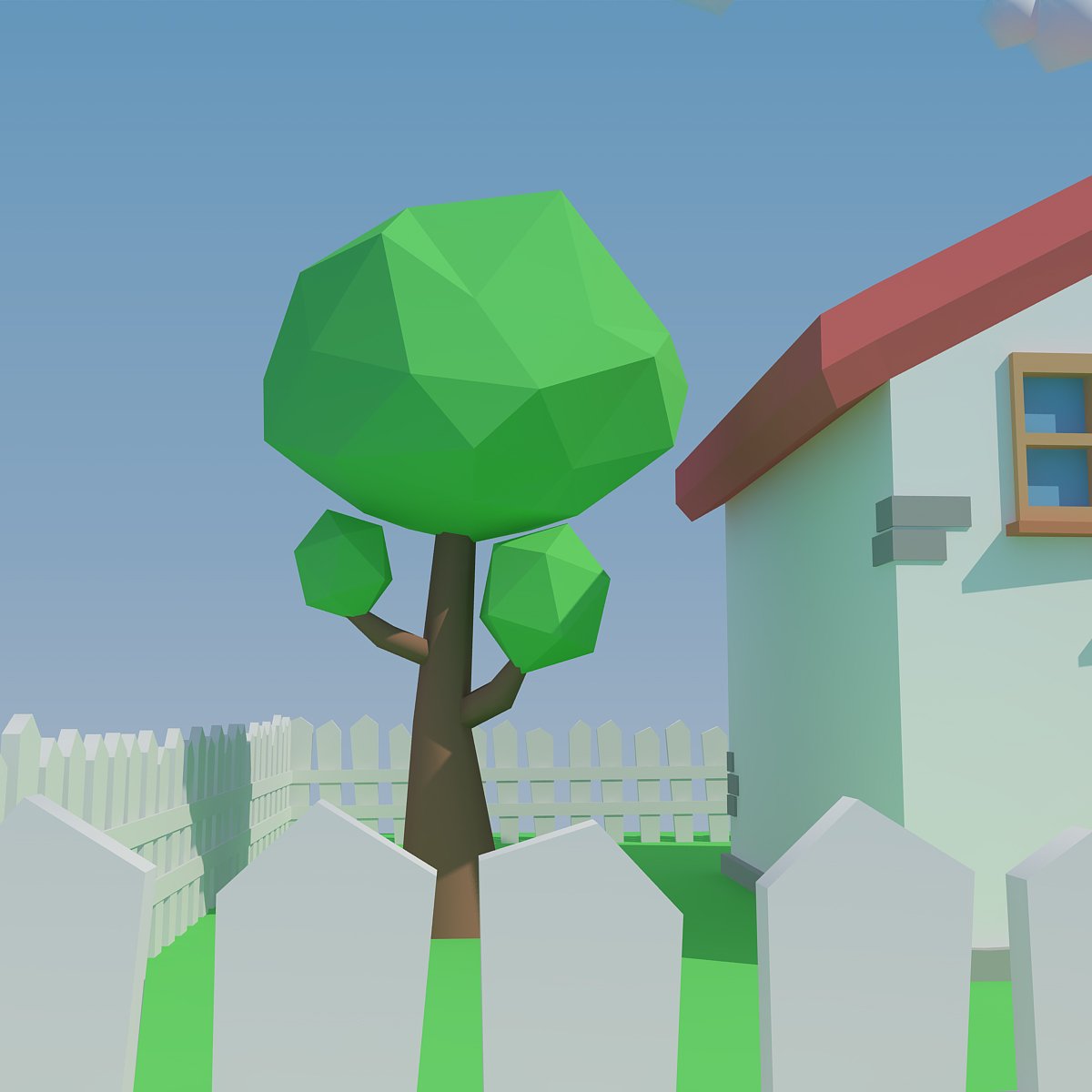 Low Poly House 3D model preview.