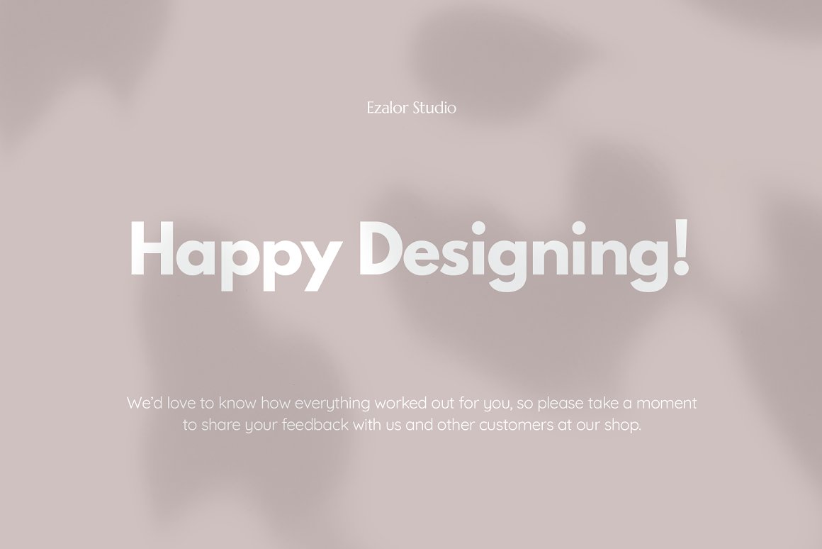 White lettering "Happy Designing!" on a pink background.