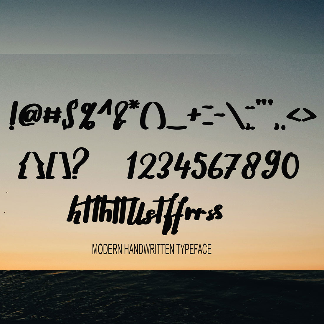 Giyattigo Signature Fontpunctuation and numbers preview.