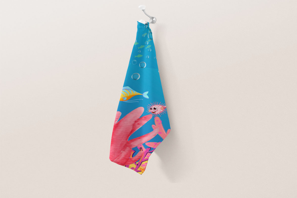 Deep Sea Illustrations Mockup Towel Bundle preview image.