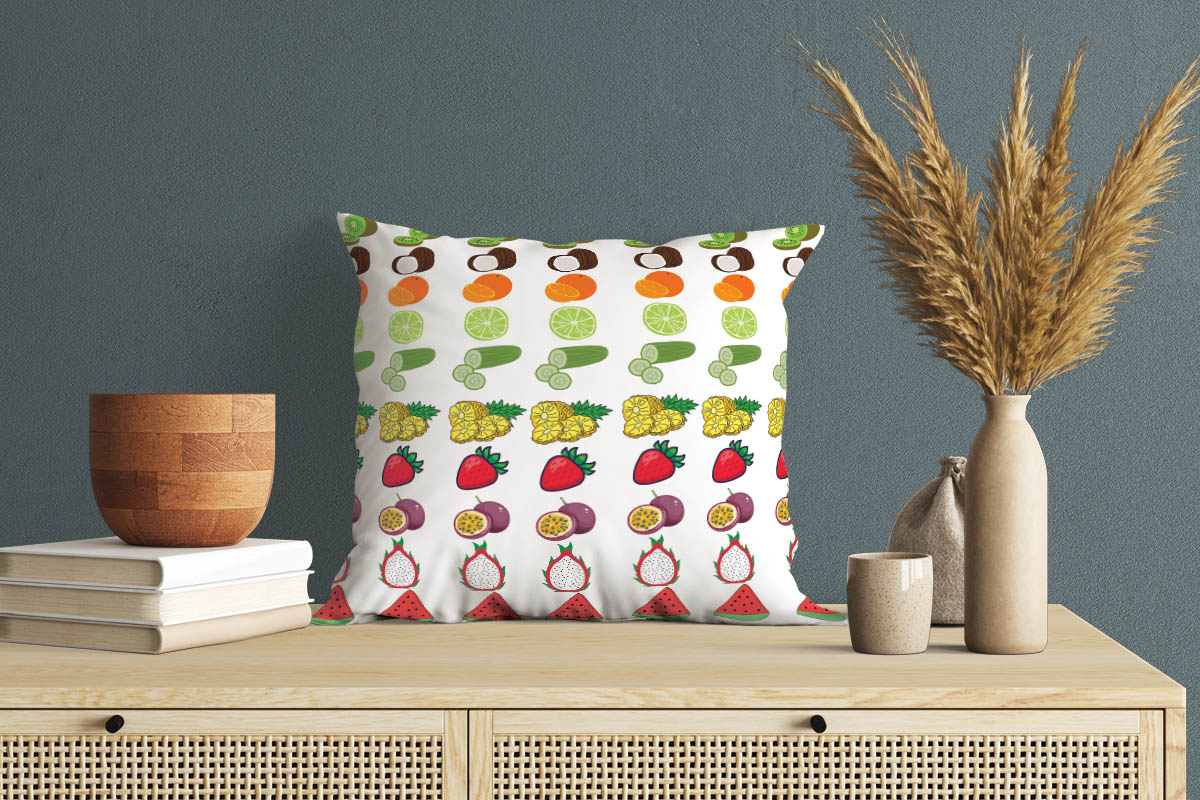 Image of a pillow with a wonderful fruit pattern