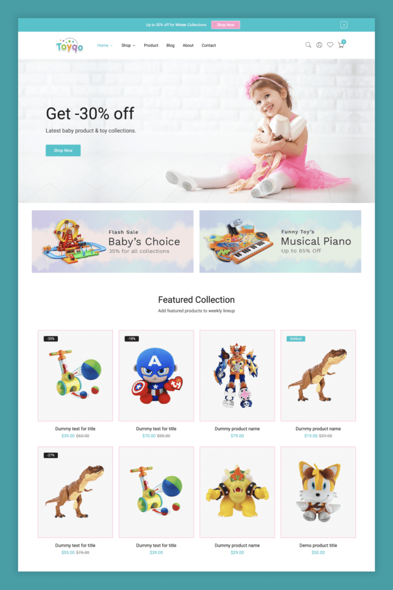 10+ Best Free Shopify Kids Templates for eCommerce 2023