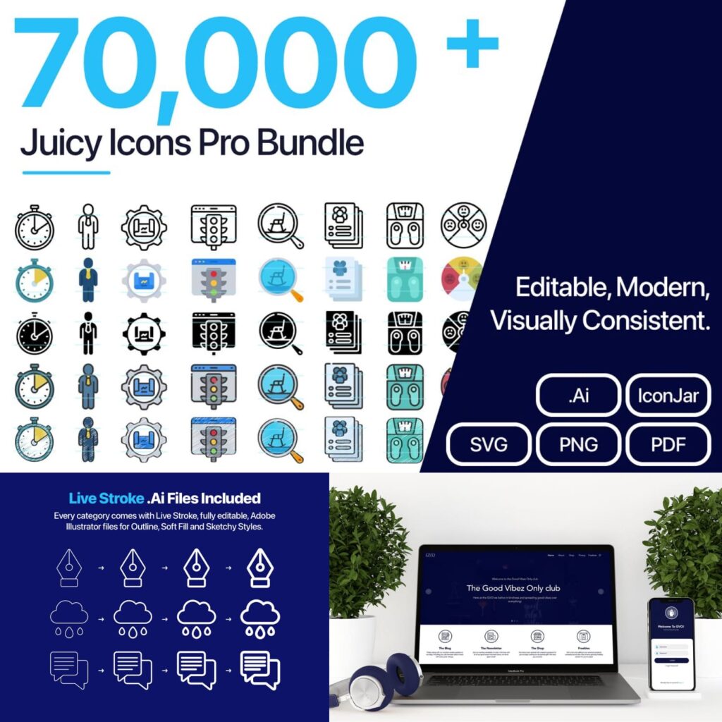 70,000+ Juicy Icons Pro Bundle – MasterBundles