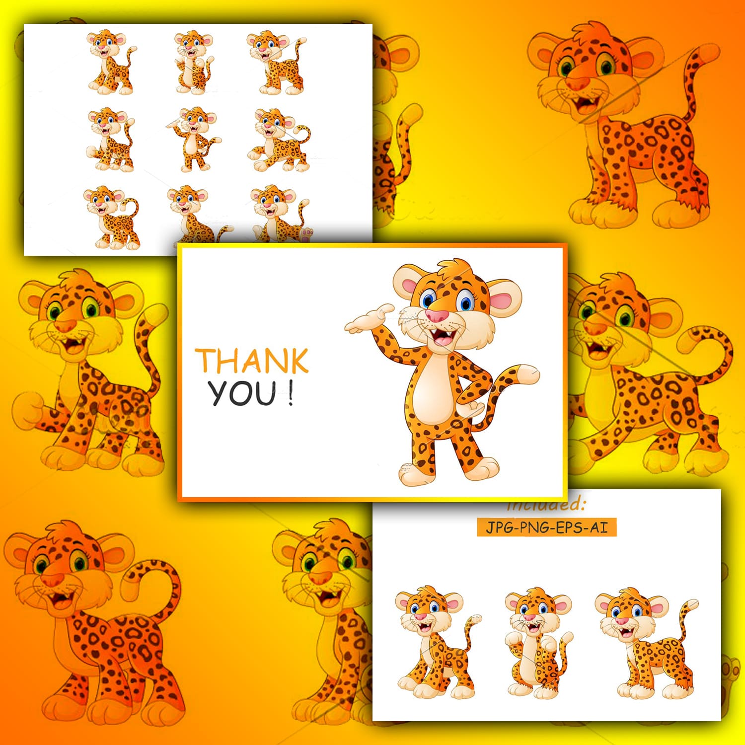 Leopard cartoon set collection cover.