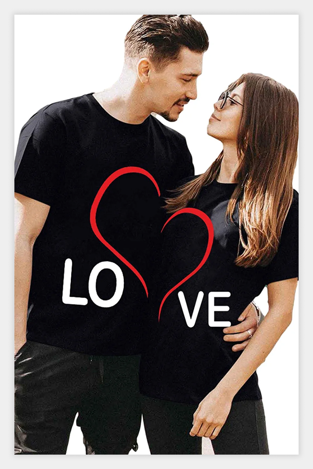 Couple in black Yowein Matching T-Shirts.