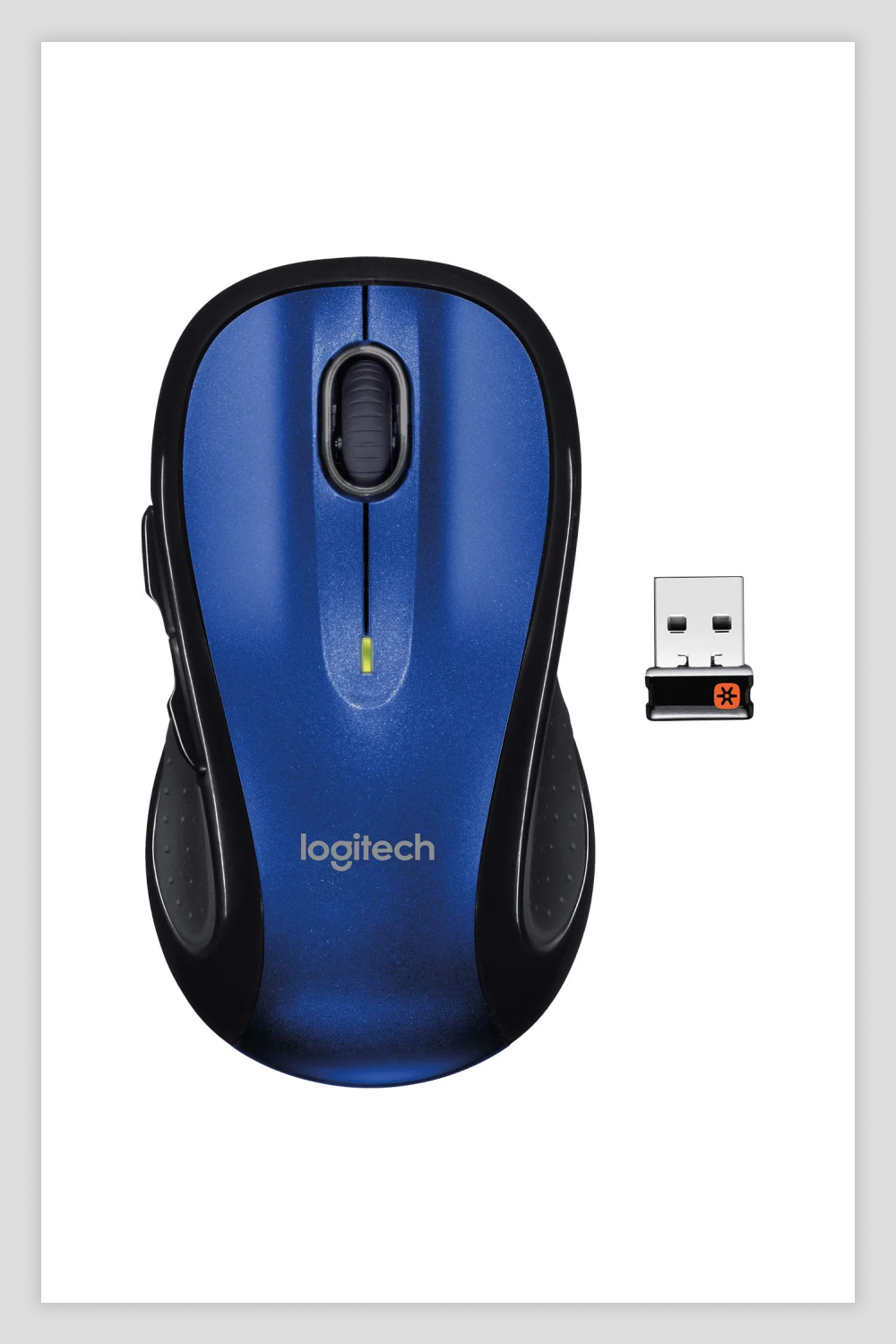 Blue and black Logitech M510 Wireless Computer Mouse.