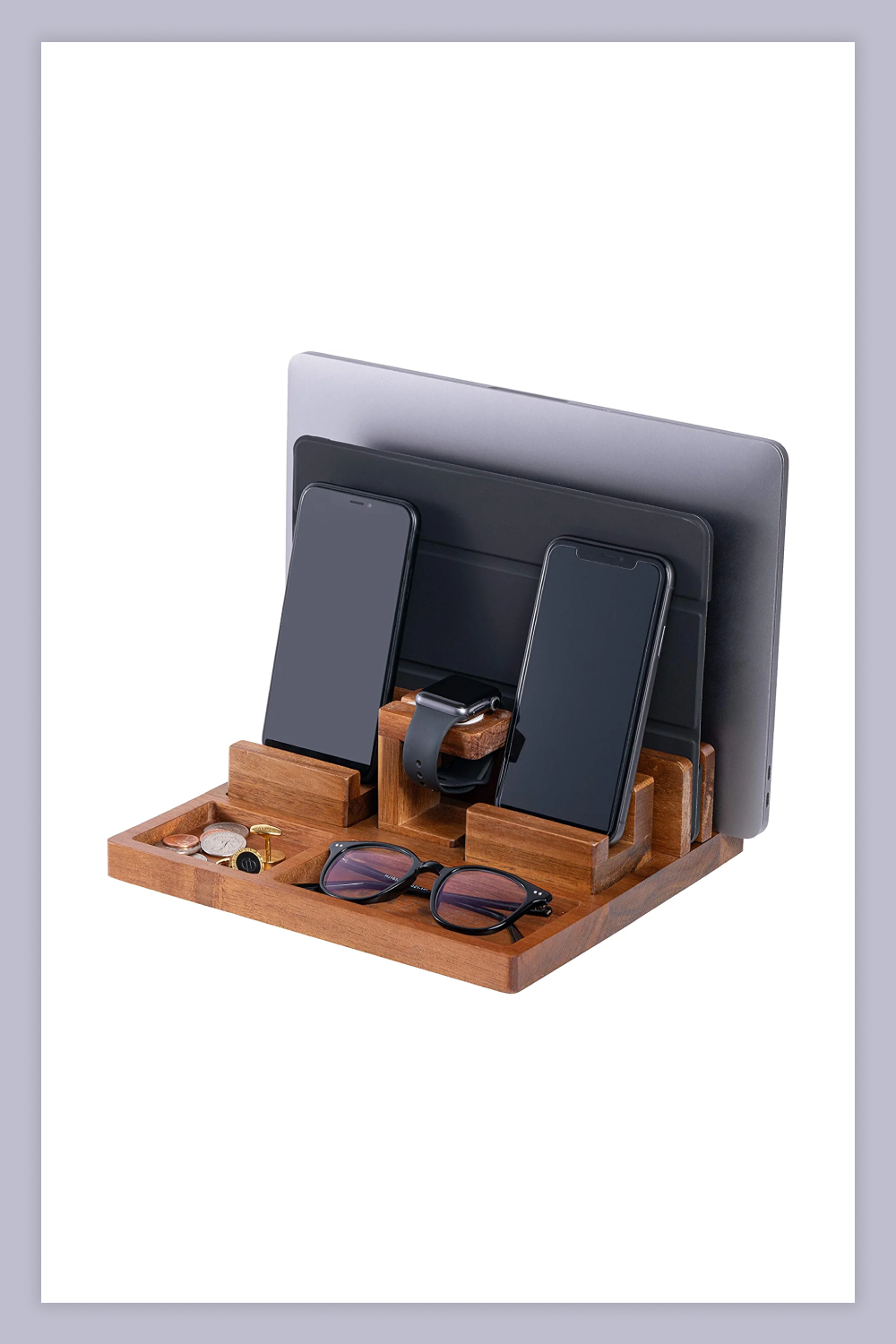 WUTCRFT - Wood Charging Station/Nightstand Organizer for Multiple Devices.