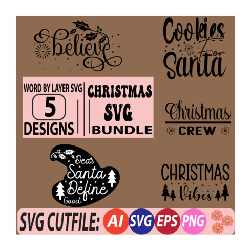Quotes Christmas SVG Design Bundle cover image.