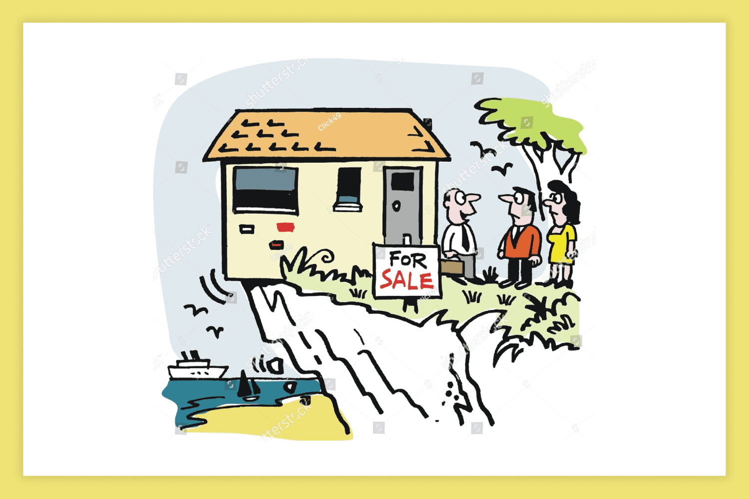 79 vector cartoon of house for sale on clifftop 297
