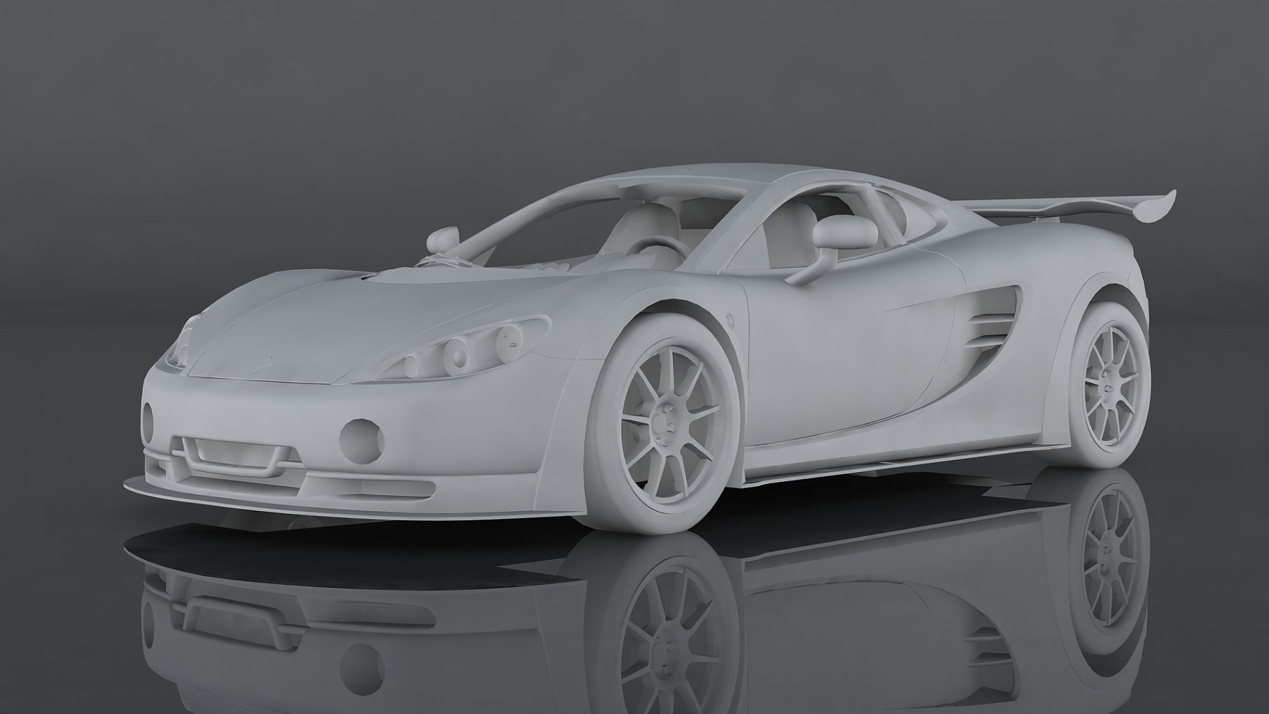 Graphic front left mockup of ascari kz1r low poly 3d model.