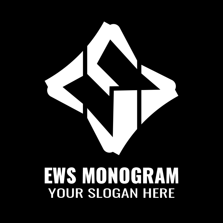 Monogram EWS Logo White Design preview image.