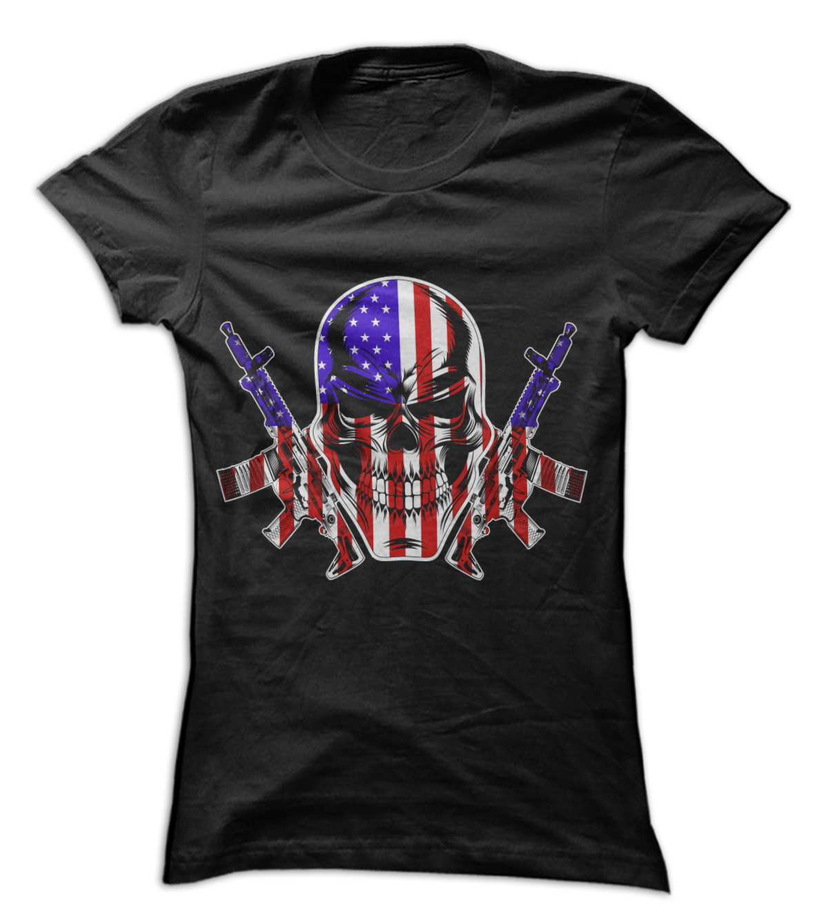 Stylish T-shirt American Flag with Skull Design preview image.