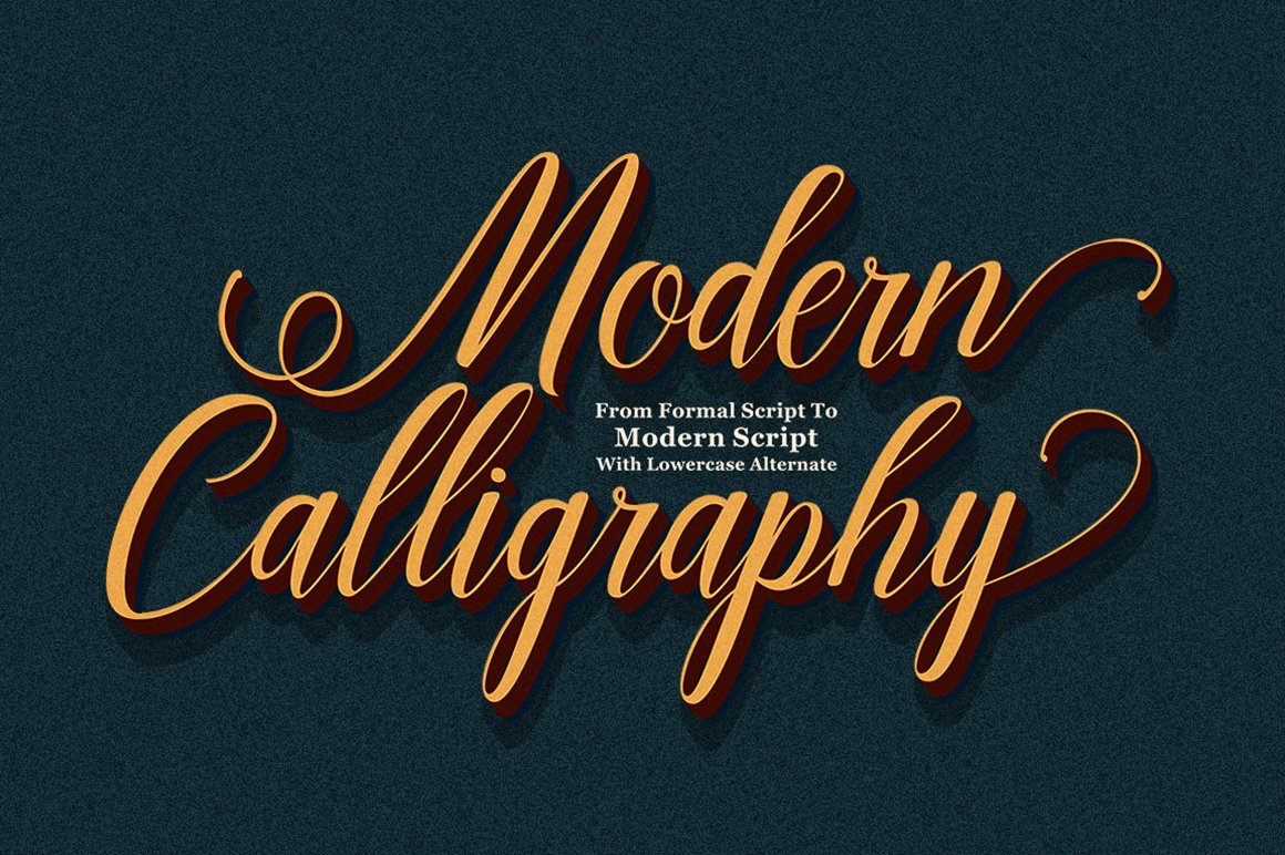 Orange lettering "Modern Calligraphy" on a blue background.