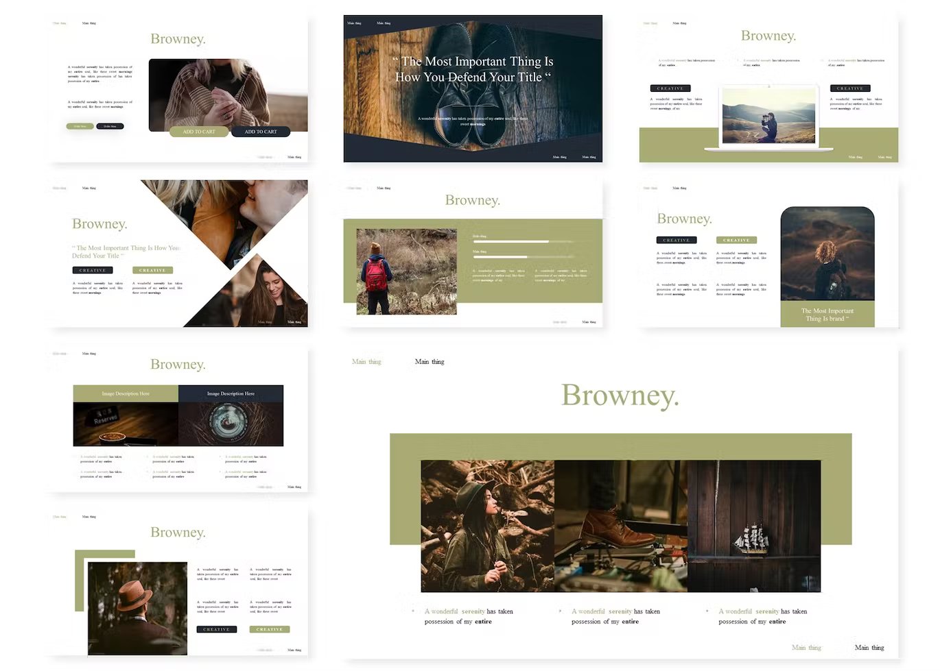 A set of 9 different dark presentation browney templates.