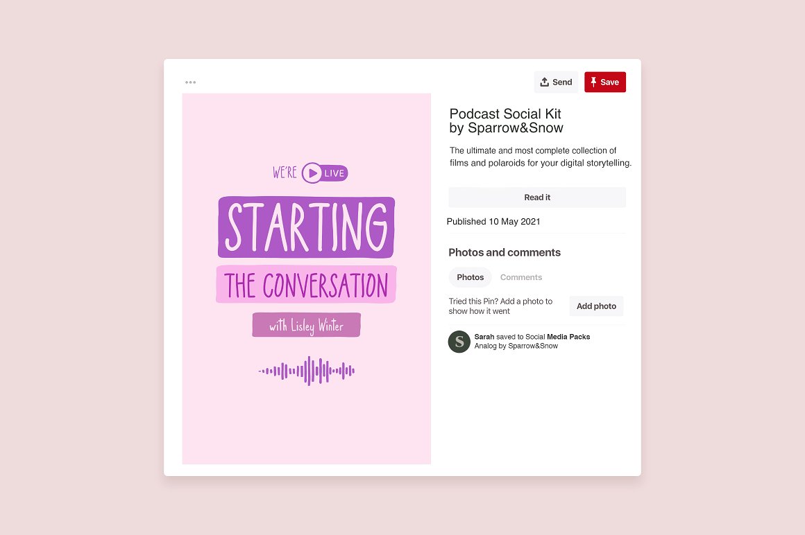 Pinterest post template of live on a pink background.