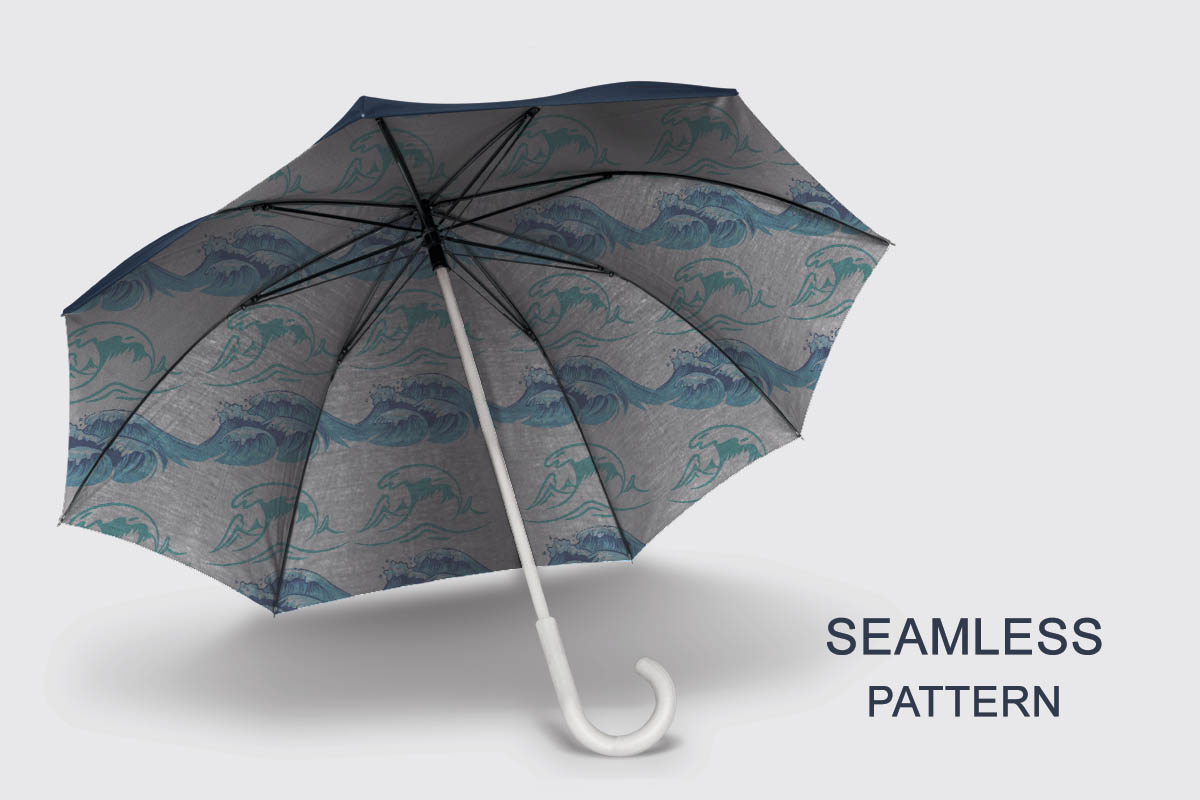 Umbrella Ocean Seamless Pattern Design preview image.
