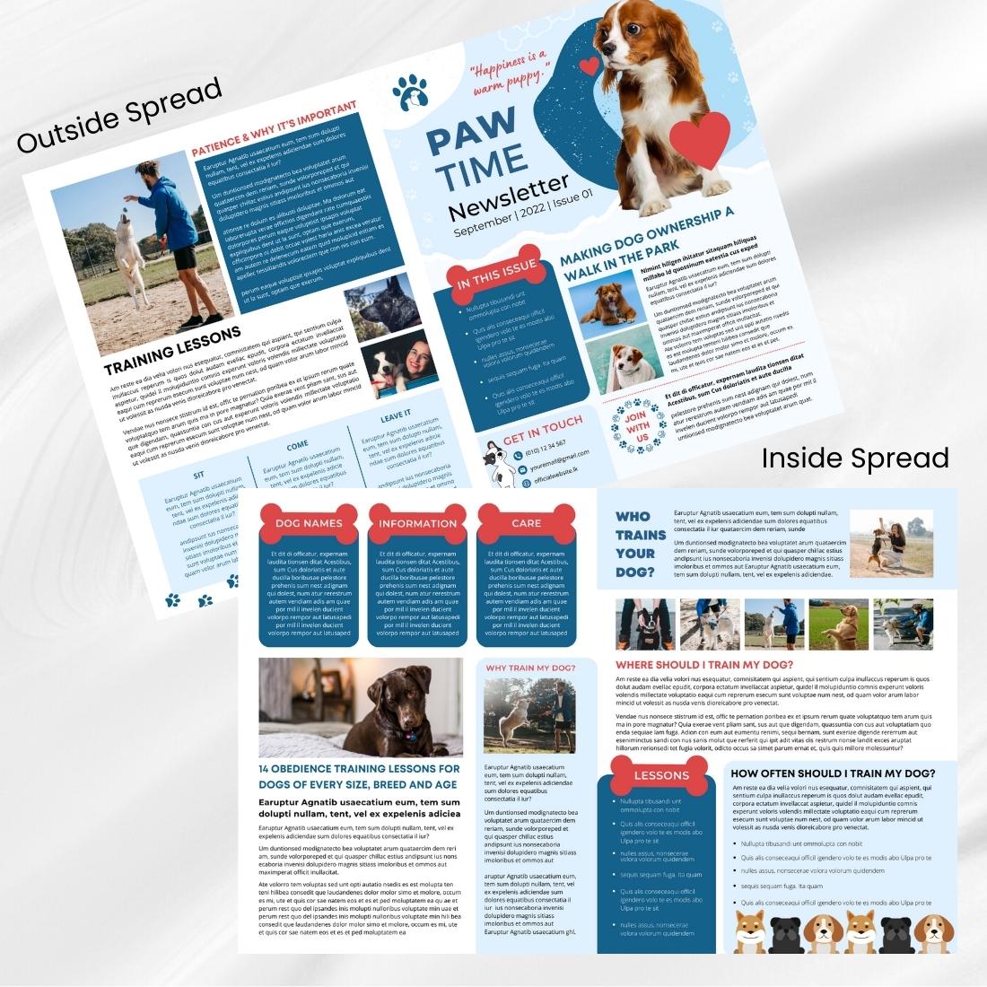 Canva Dog Pets Newsletter Templatec Design review image.