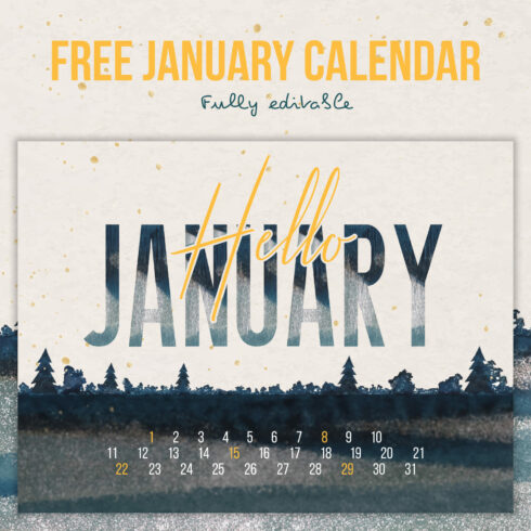 Free Vintage January Calendar.