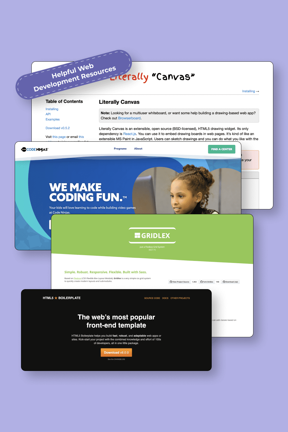 Collage with screenshots of the websites with web templates.