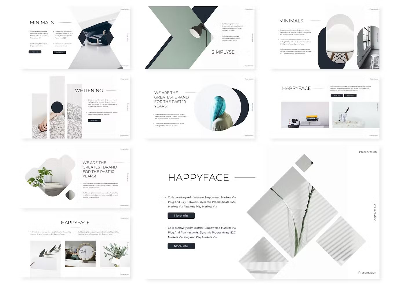 A set of 9 different minimalist presentation the minim templates.