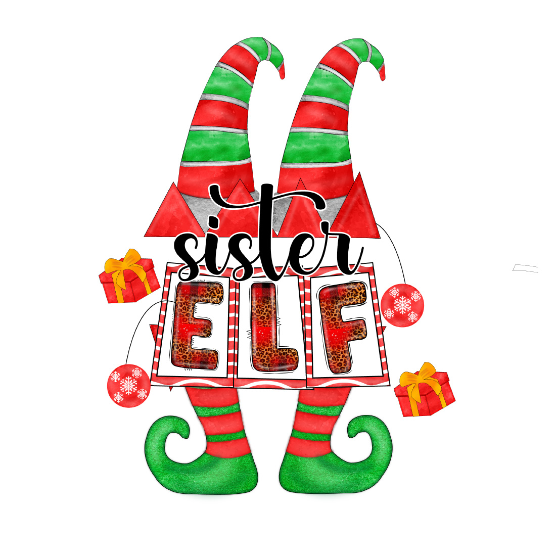 Christmas Elf Sublimation Design preview image.