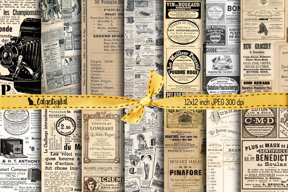 Vintage Newspapers Digital Papers Texture.