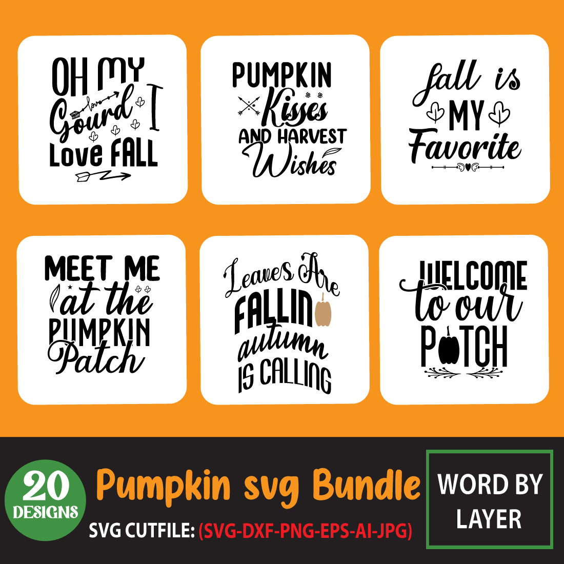 Bundle of enchanting images for prints on the theme of pumpkin