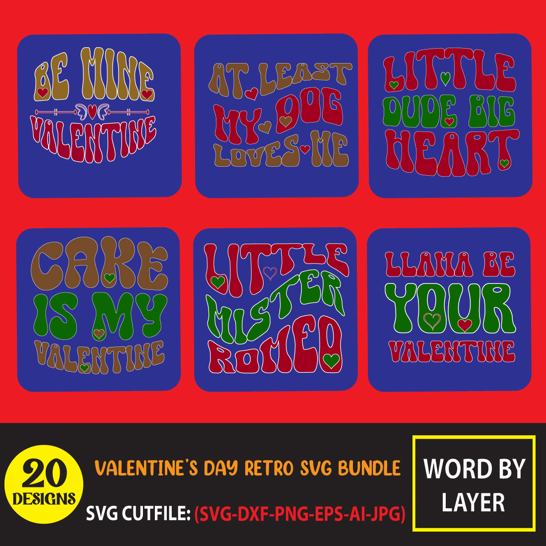 Valentine's Day Retro SVG Bundle main cover.