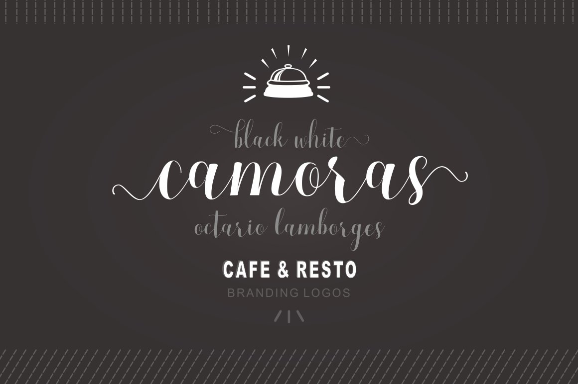 White lettering "Camoras" on a dark gray background.