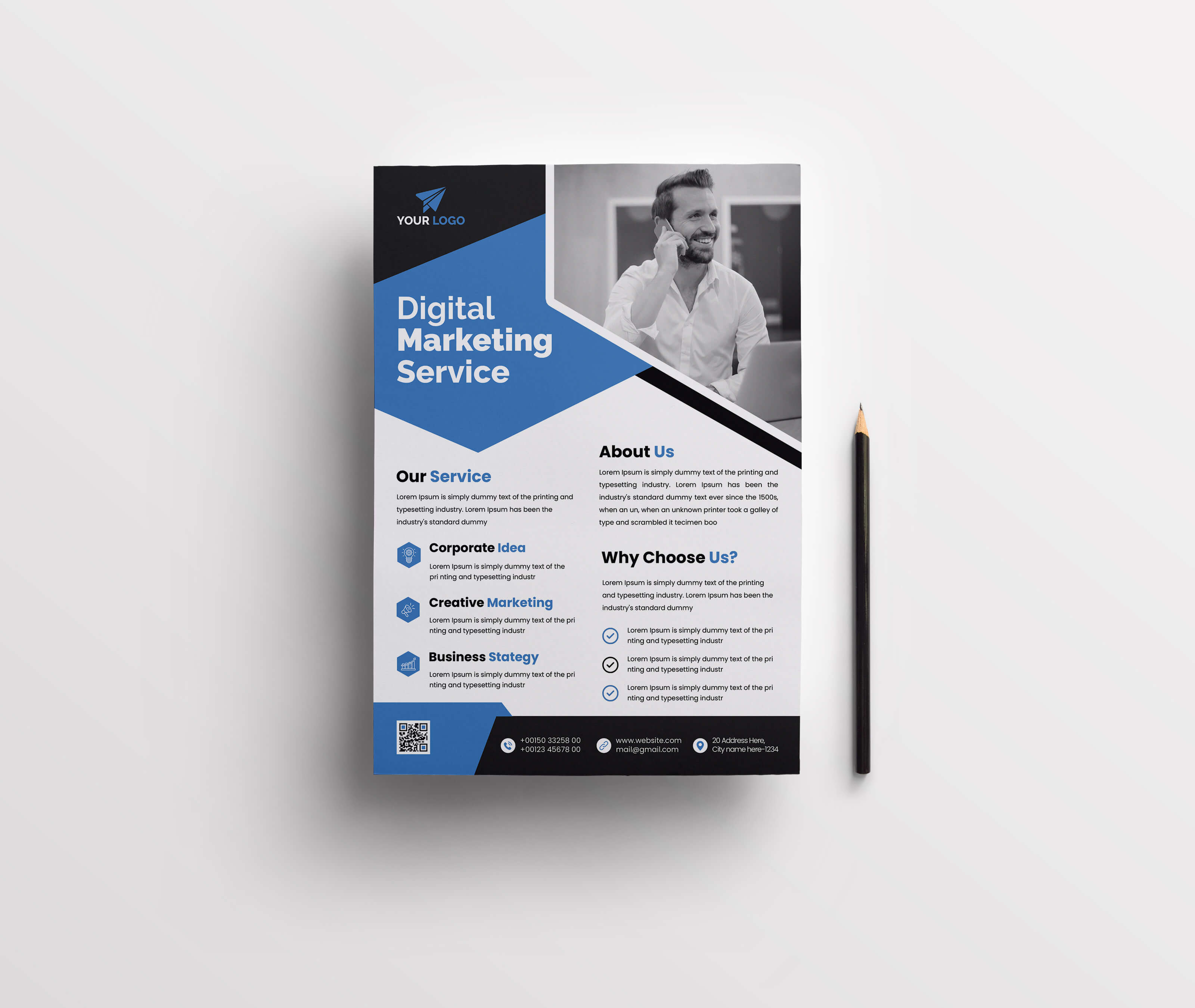 Image of a wonderful business flyer with a blue design