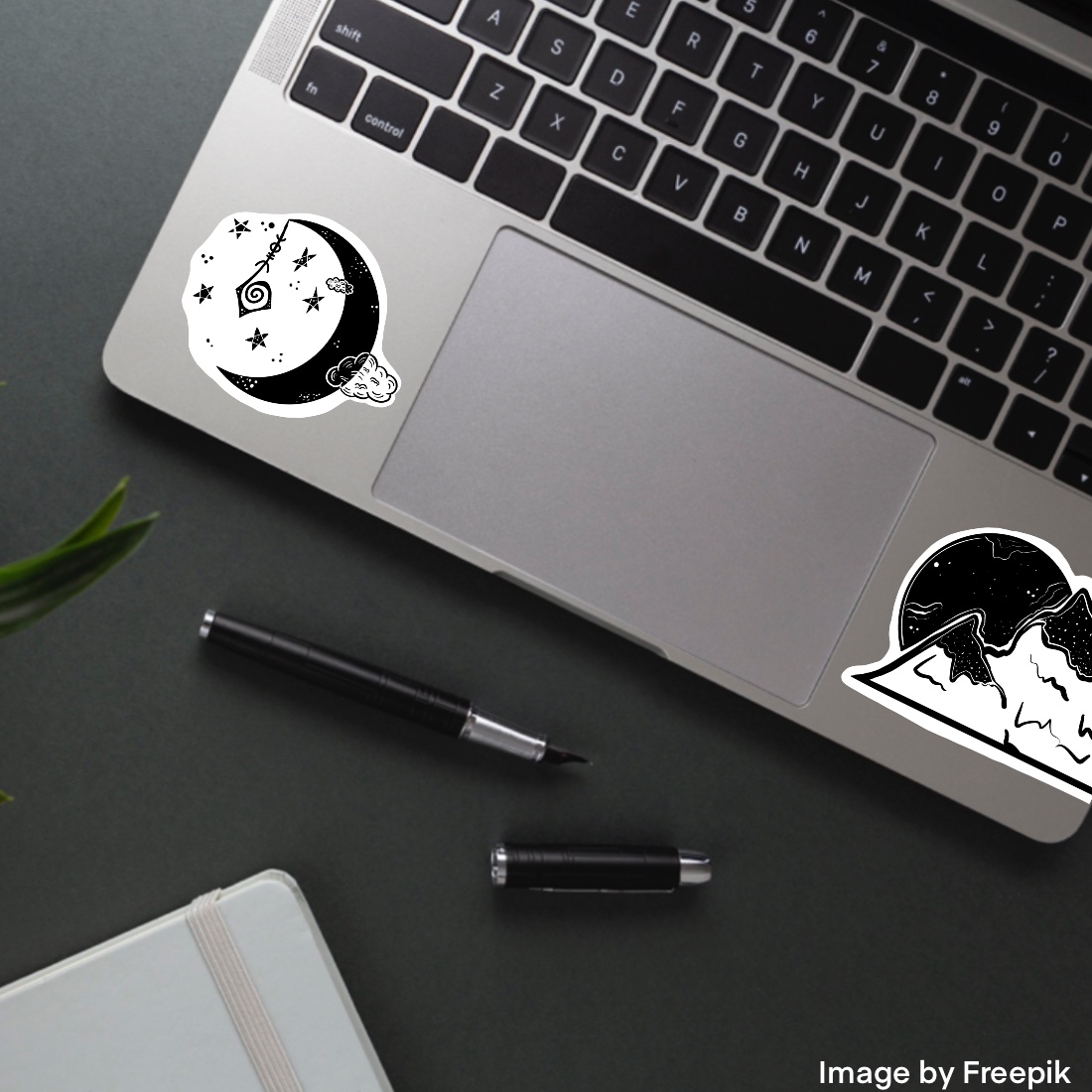 Line Art Graphics in Black and White Stickers preview image.