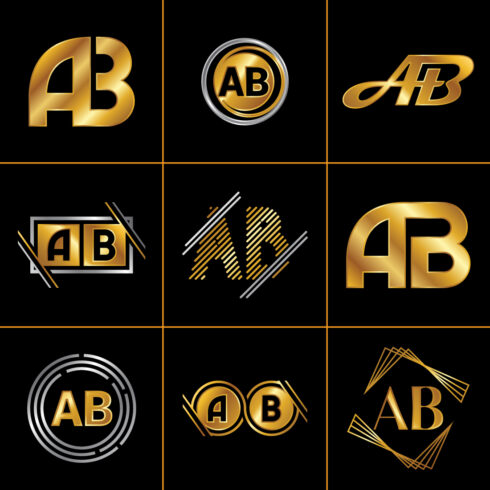 A B Initial Letter Logo Gold Design cover image.