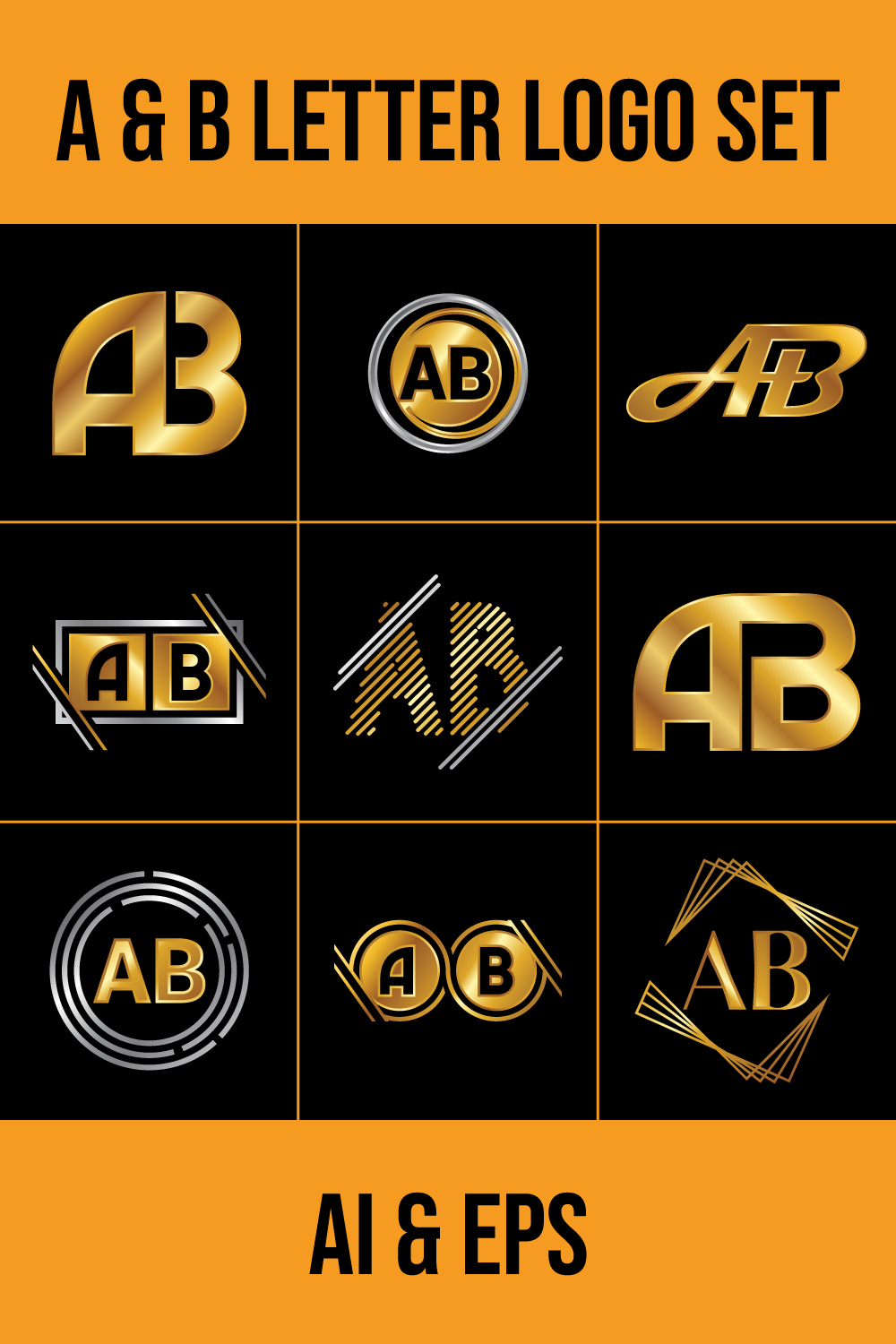 A B Initial Letter Logo Design pinterest image.