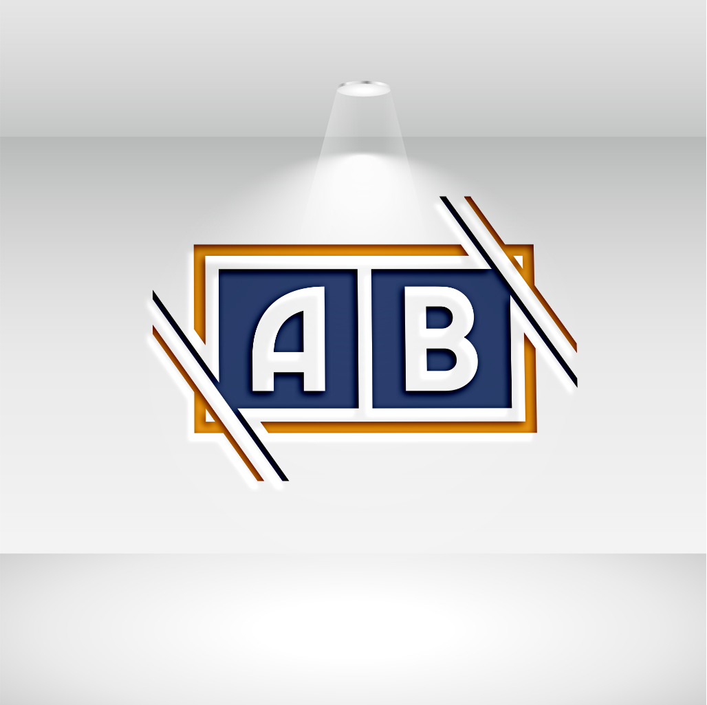 Letter A B Logo Blue and Gold Design preview image.