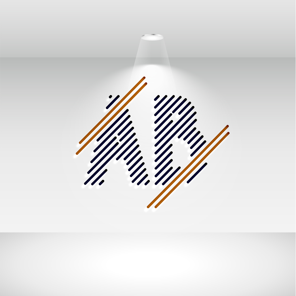 Stylish Letter A B Logo Blue and Gold Design preview image.
