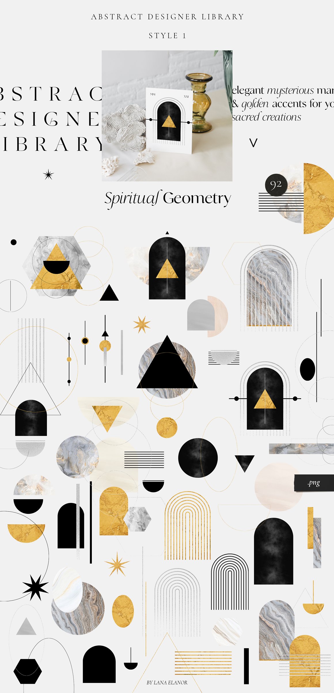 A set of spiritual geometry on a gray background.
