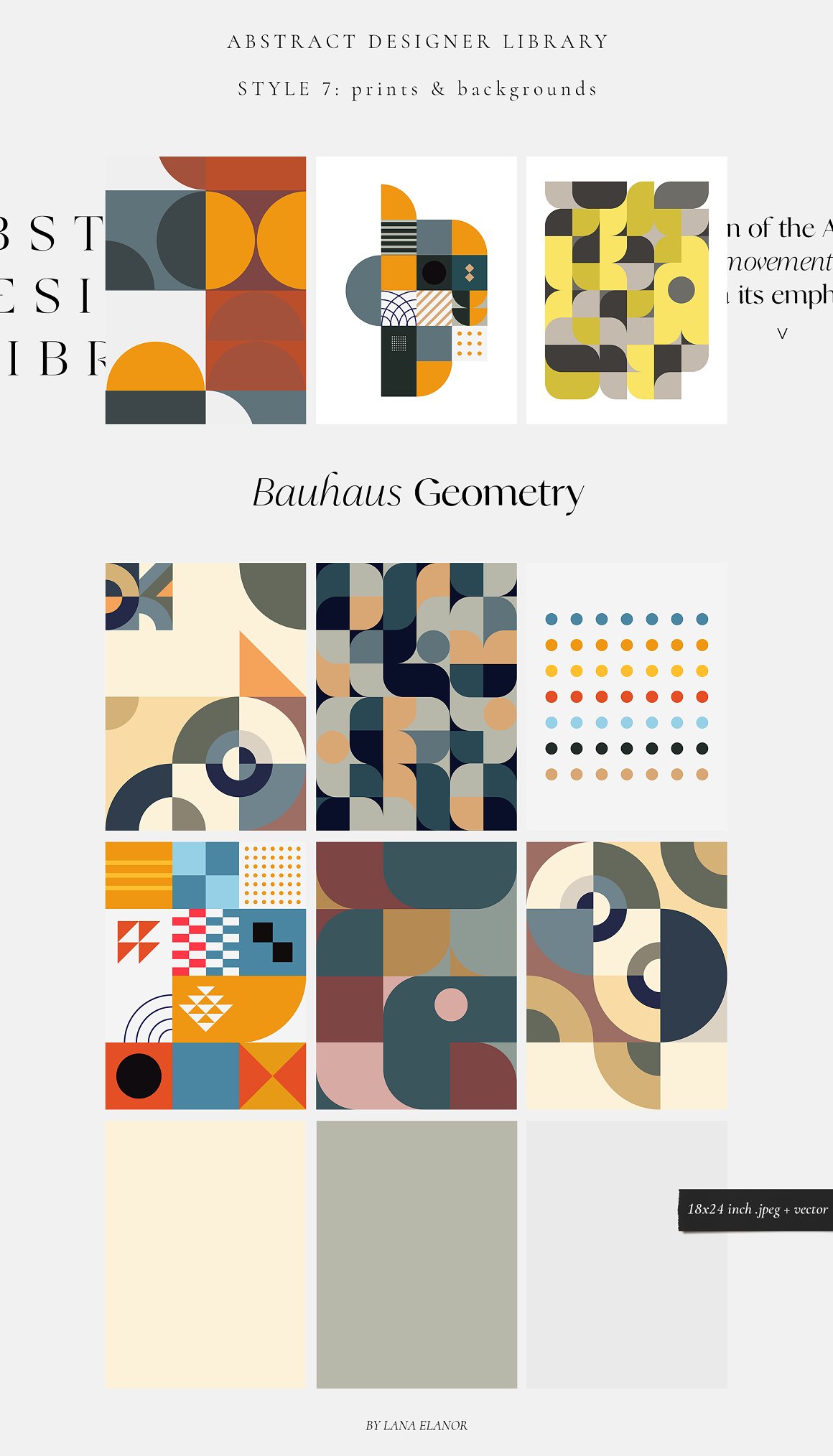 Bauhaus geometry library on a gray background.