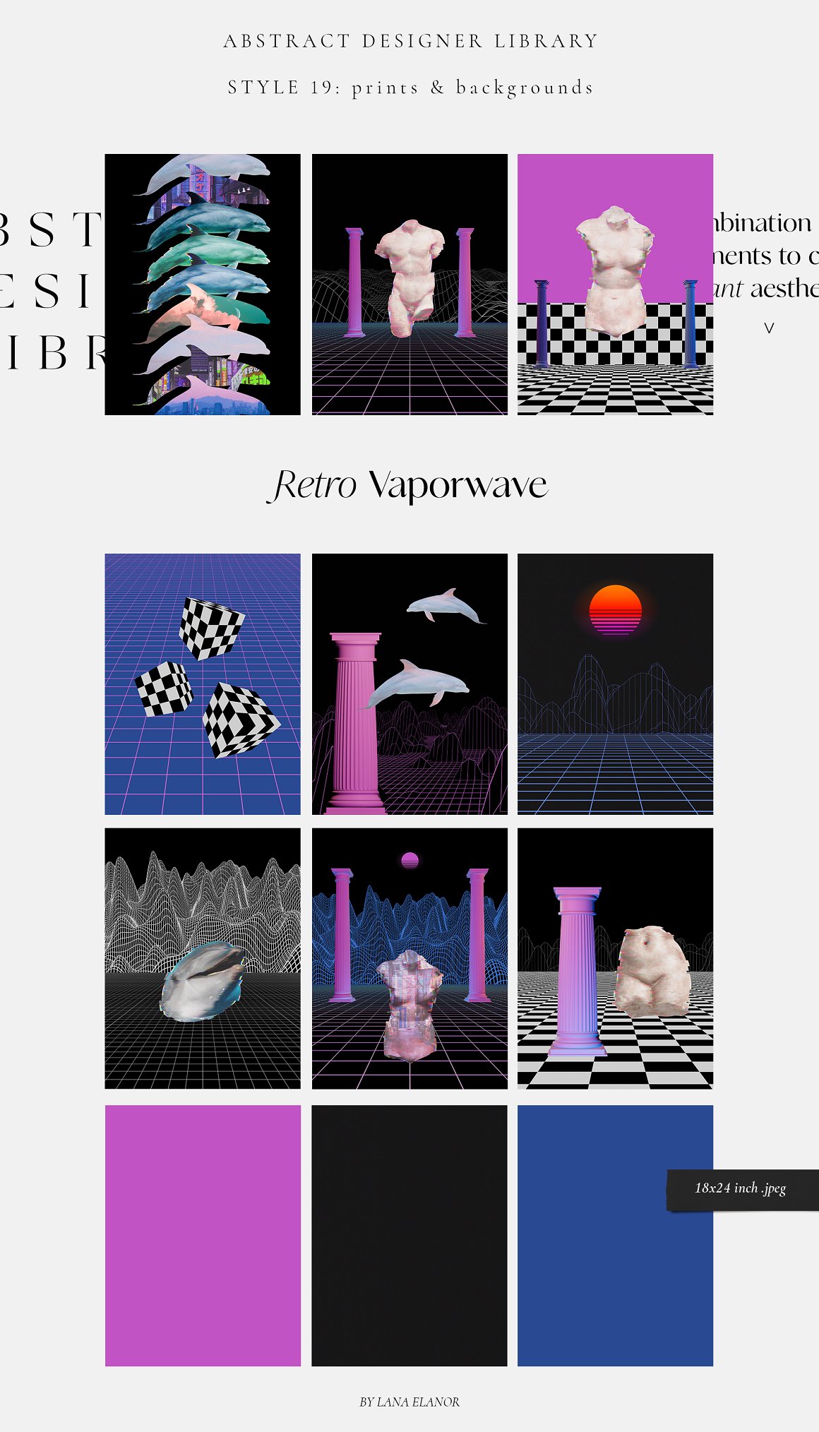 Retro vaporwave library on a gray background.