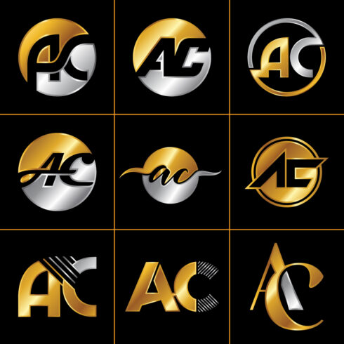 A C Initial Letter Logo Golden Design cover image.