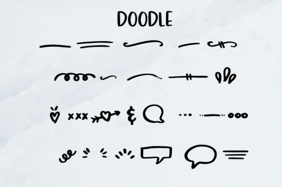 Collection of black doodle elements on a gray background.