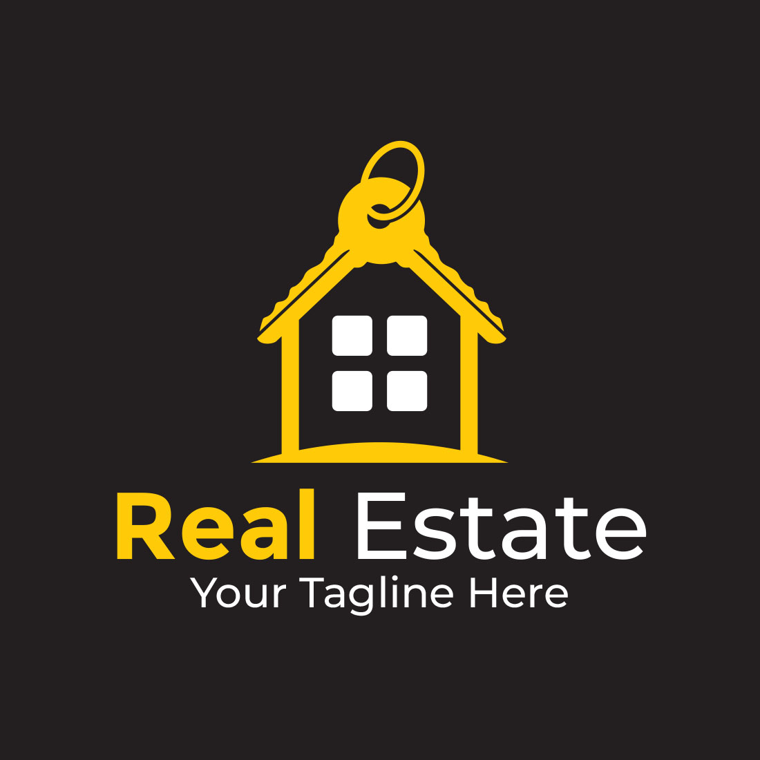 Real Estate Logo House with Key Design preview image.