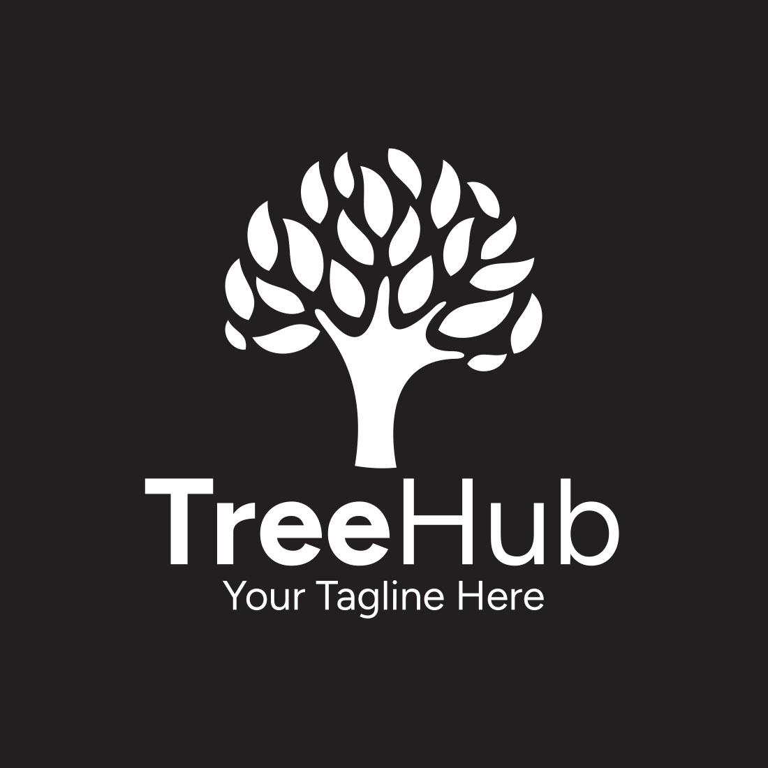 Tree Hub Logo Template with dark background.