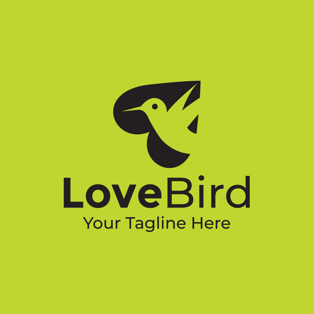 Love Bird Logo with green background.