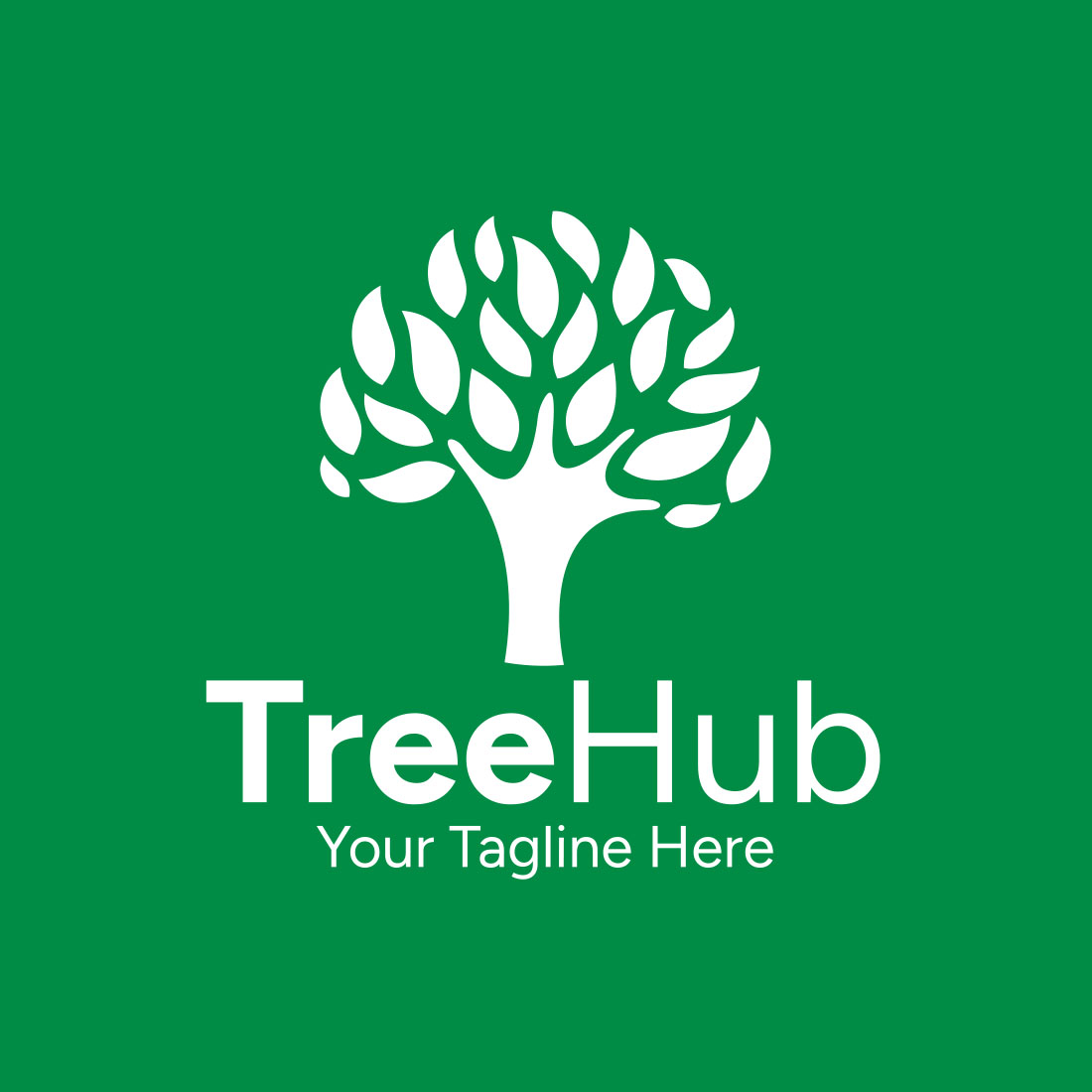 Tree Hub Logo Template with green background.