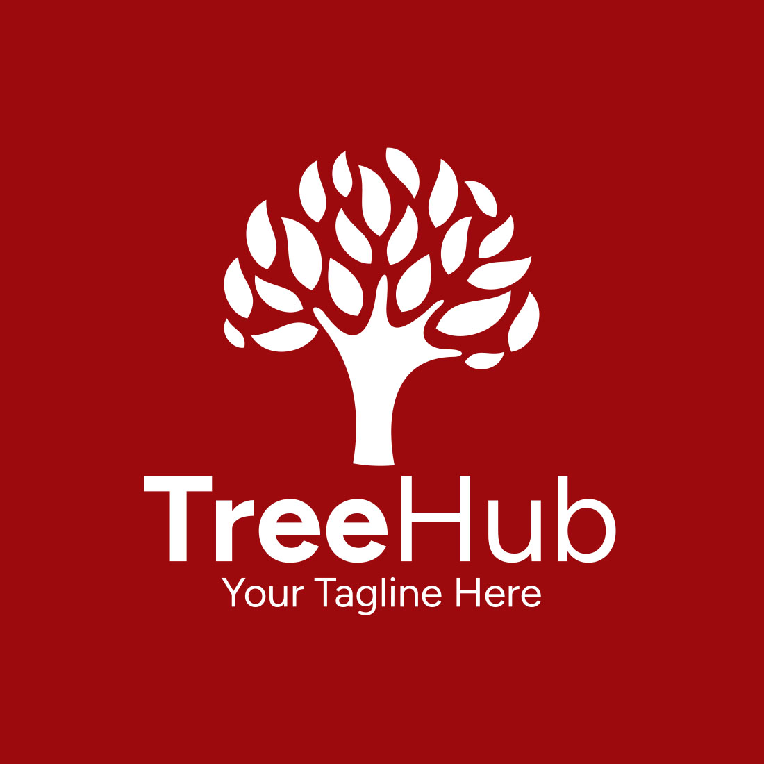 Tree Hub Logo Template and red background.